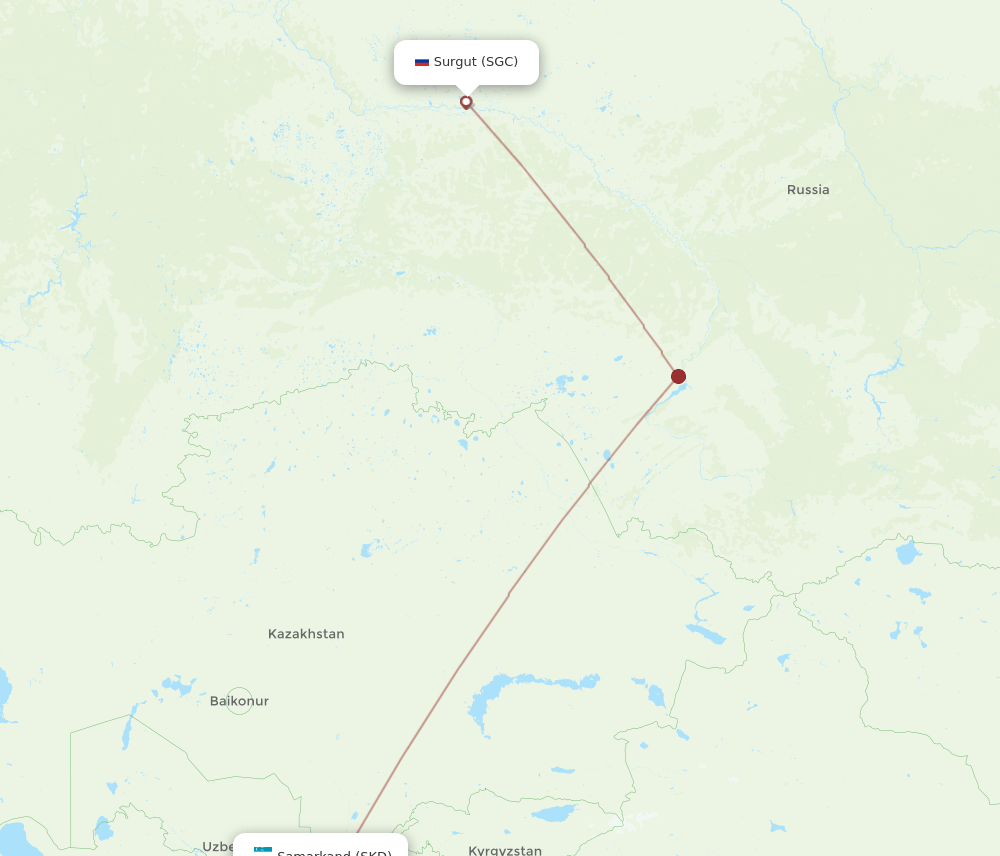 SKD to SGC flights and routes map