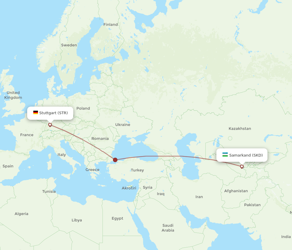 SKD to STR flights and routes map