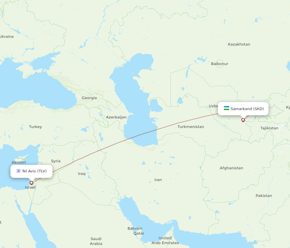 SKD to TLV flights and routes map