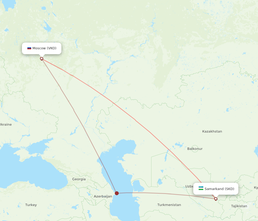 SKD to VKO flights and routes map
