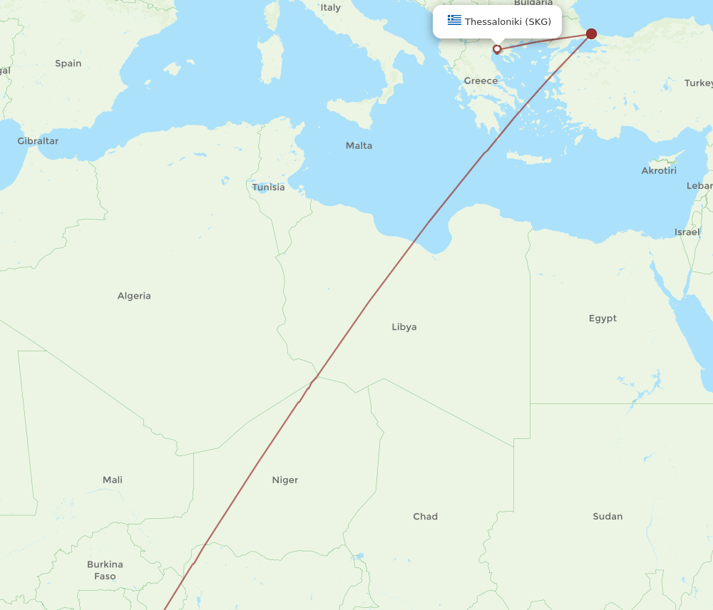 SKG-ACC flight routes