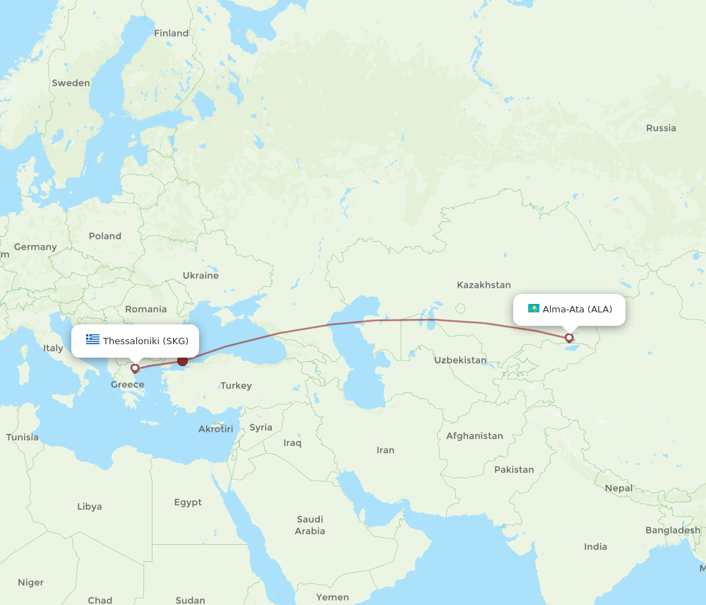 SKG-ALA flight routes