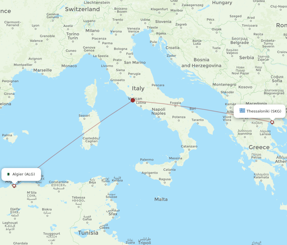 SKG-ALG flight routes