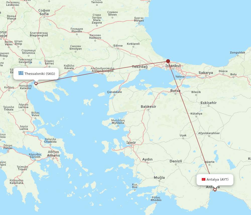 SKG-AYT flight routes