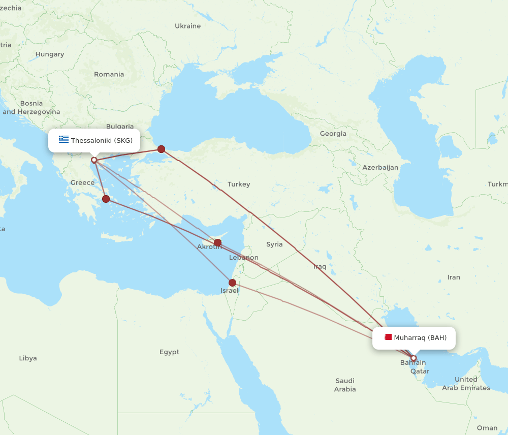 SKG-BAH flight routes
