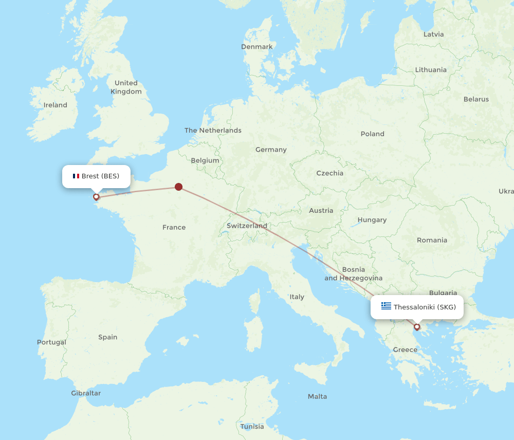 SKG-BES flight routes