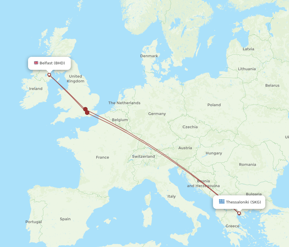 SKG-BHD flight routes