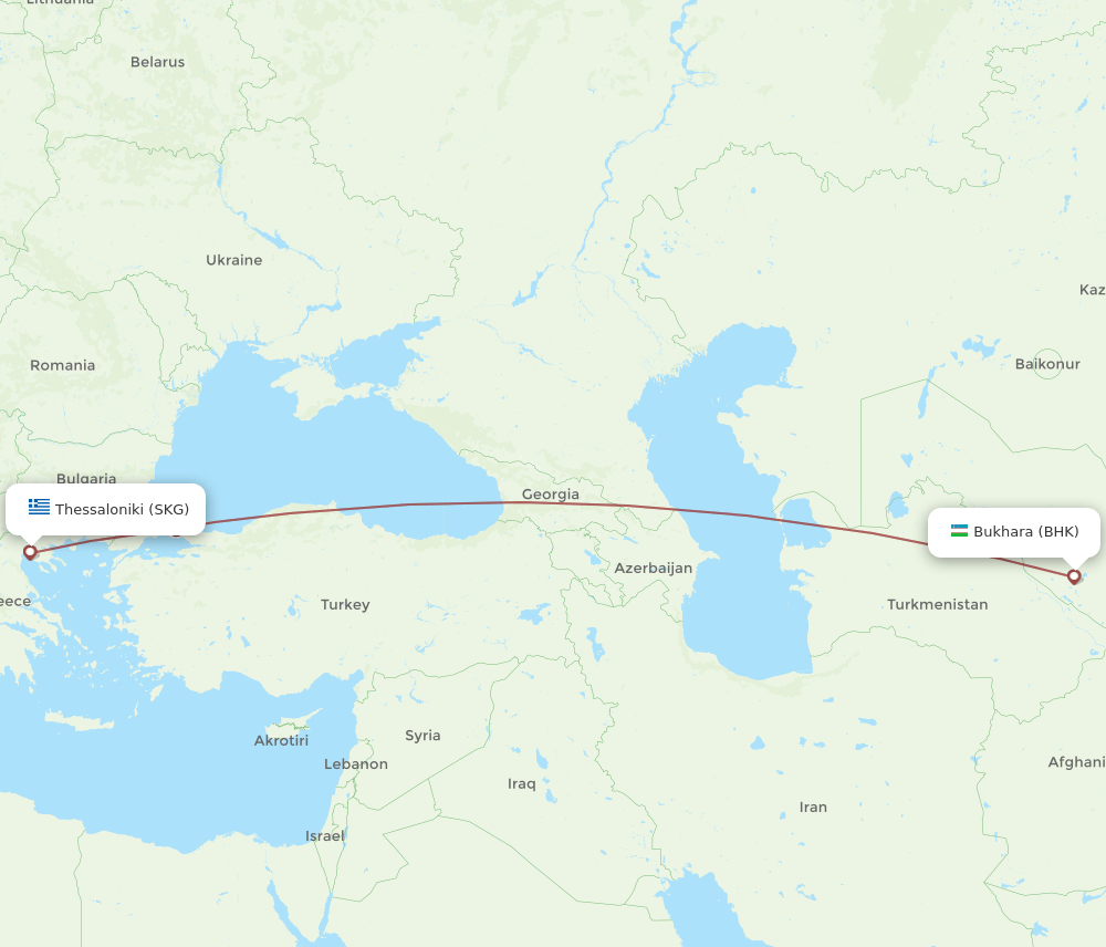 SKG-BHK flight routes