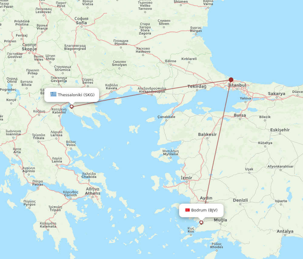 SKG-BJV flight routes
