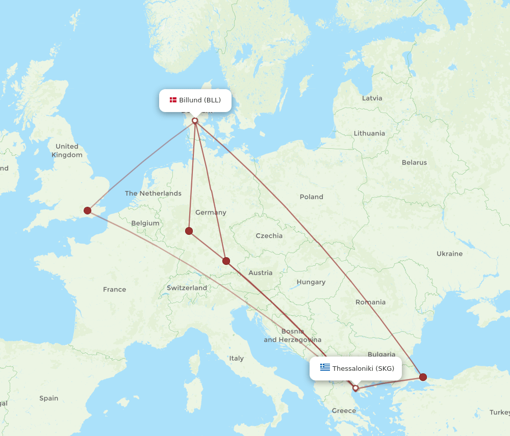 SKG-BLL flight routes