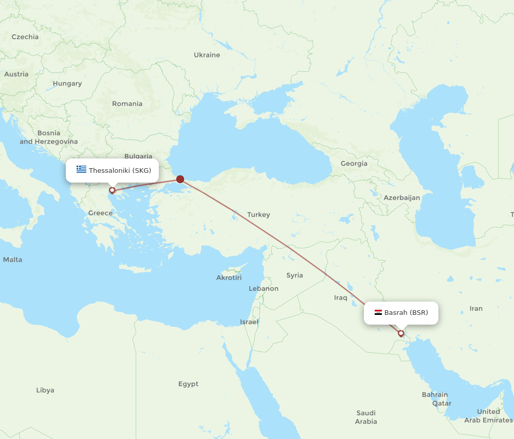 SKG-BSR flight routes