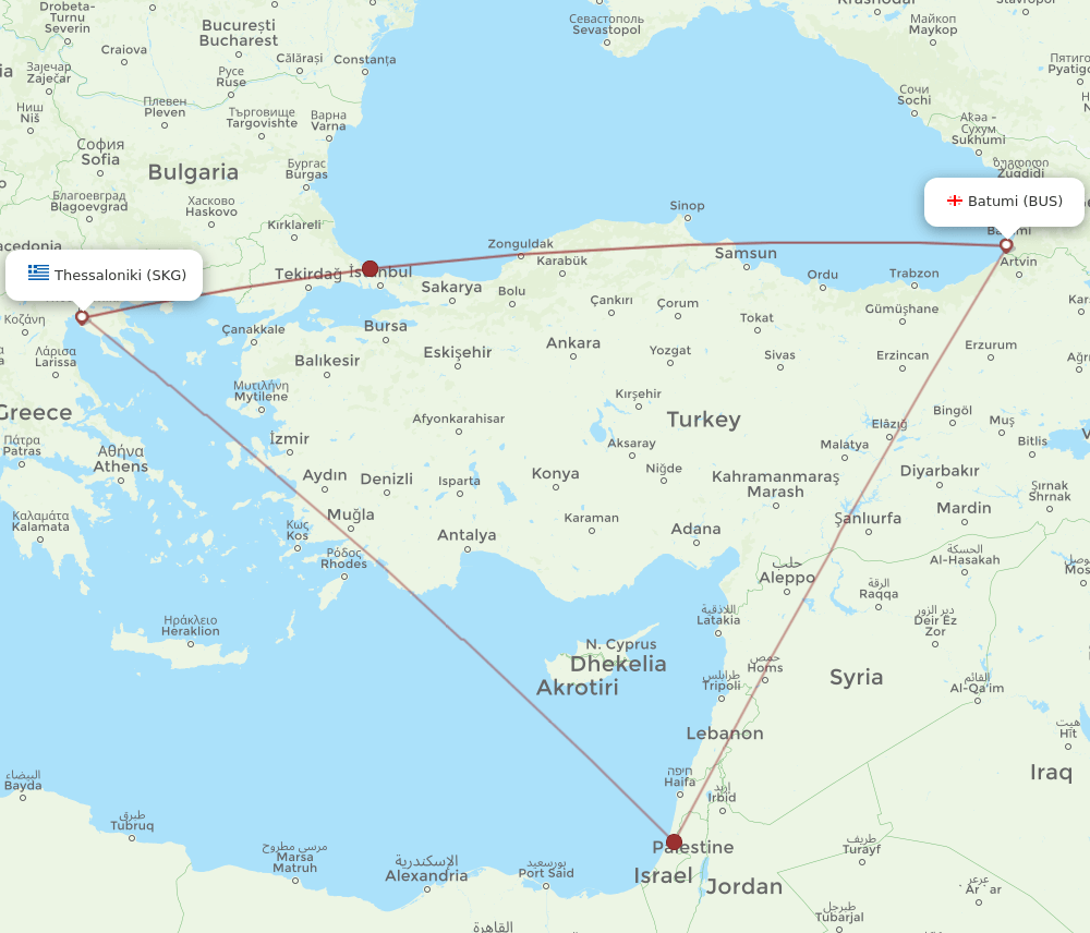 SKG-BUS flight routes