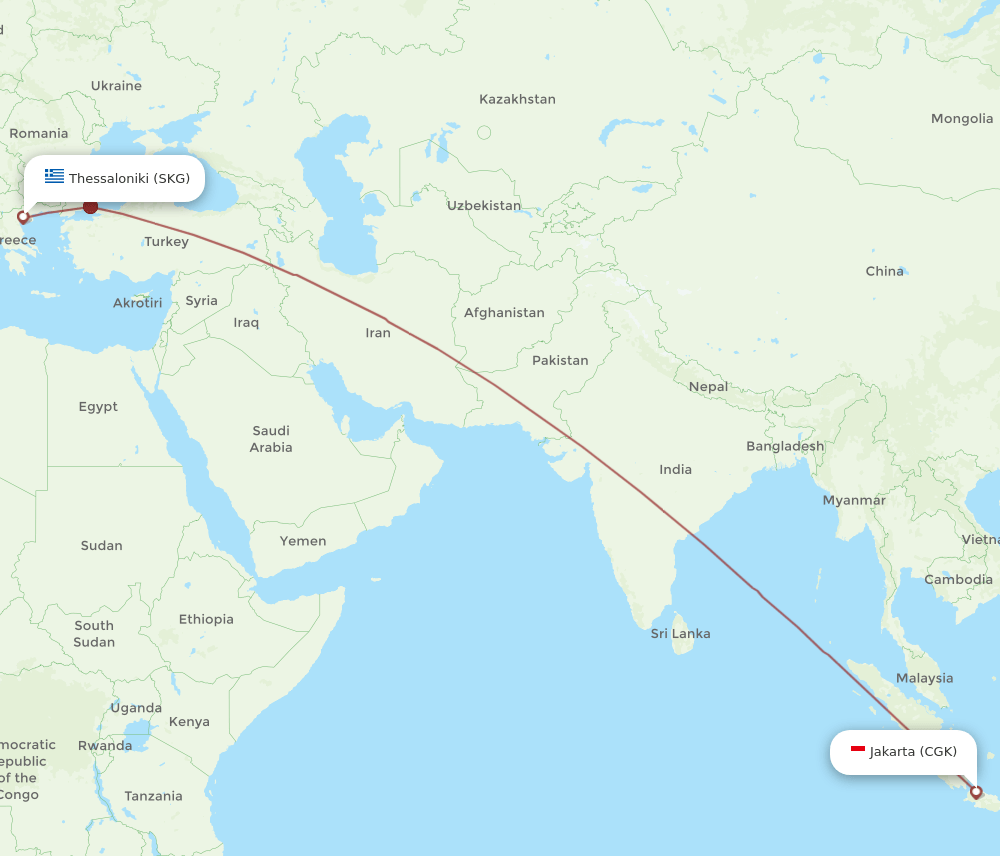 SKG-CGK flight routes