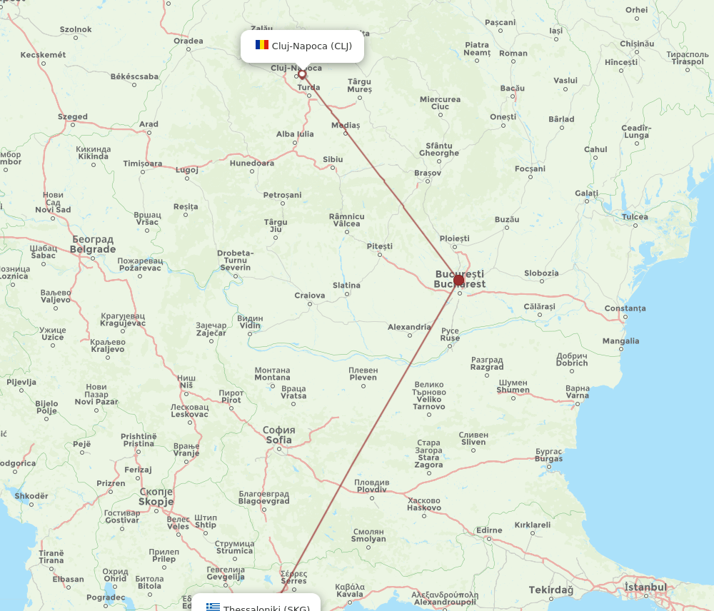 SKG to CLJ flights and routes map