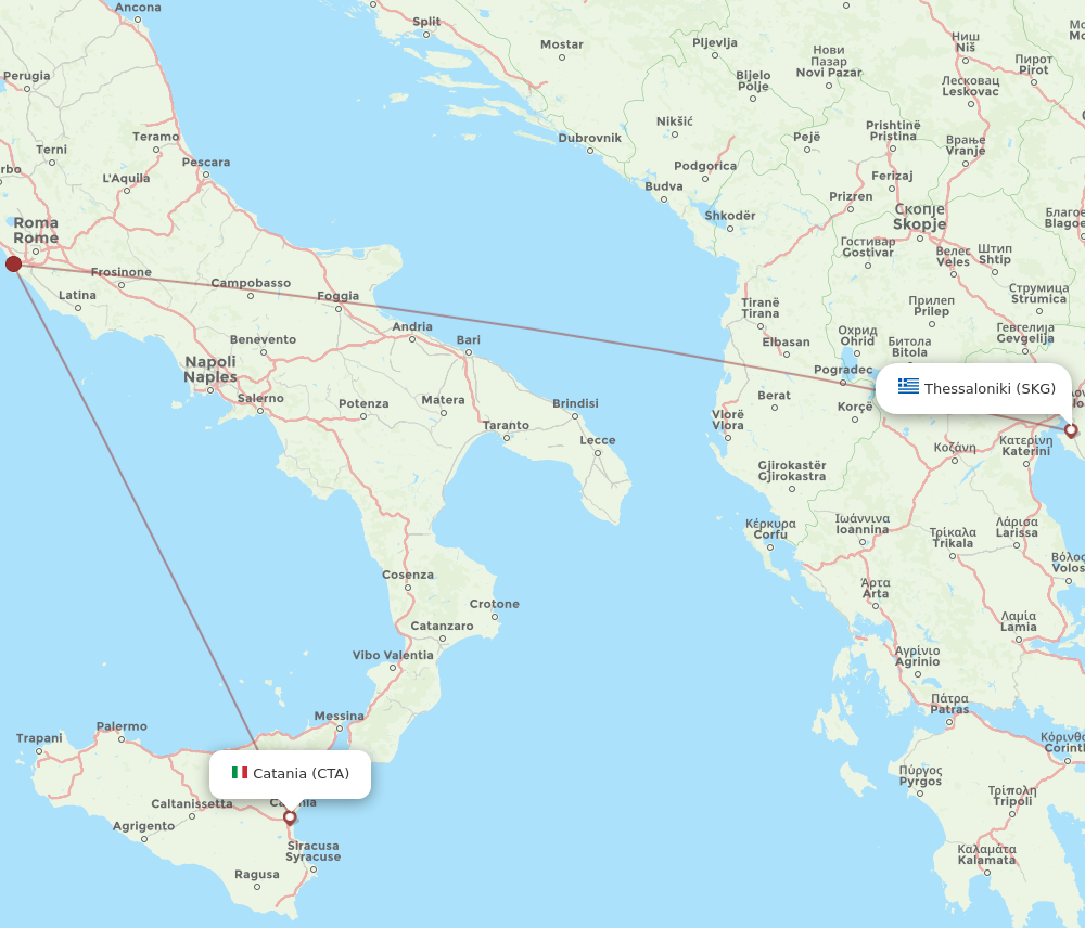 SKG to CTA flights and routes map