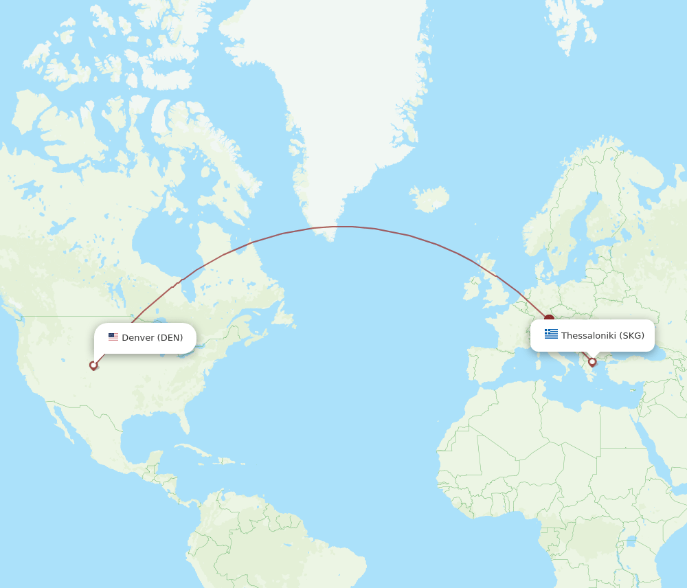 SKG-DEN flight routes
