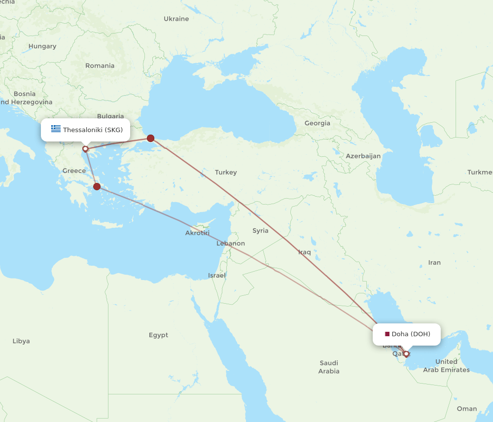 SKG-DOH flight routes