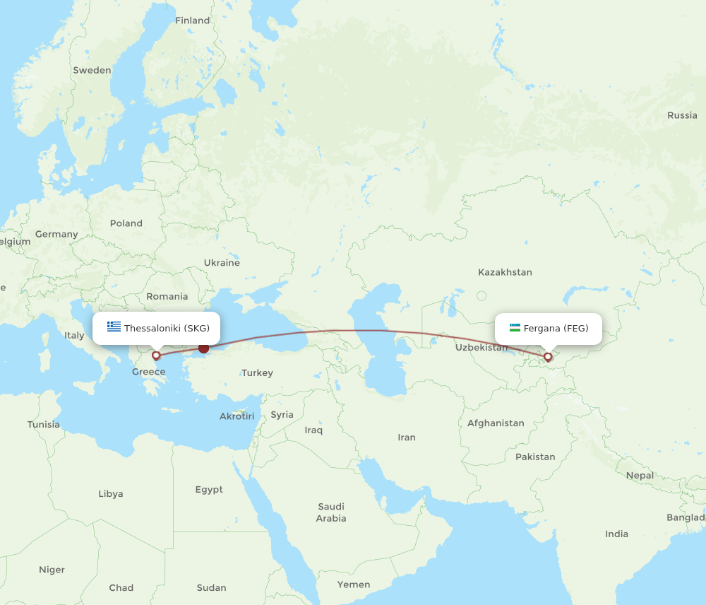 SKG-FEG flight routes