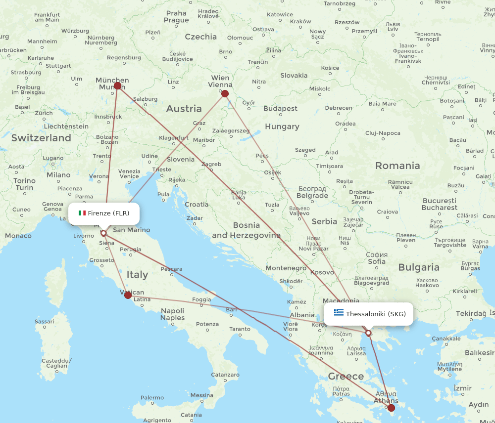 SKG-FLR flight routes