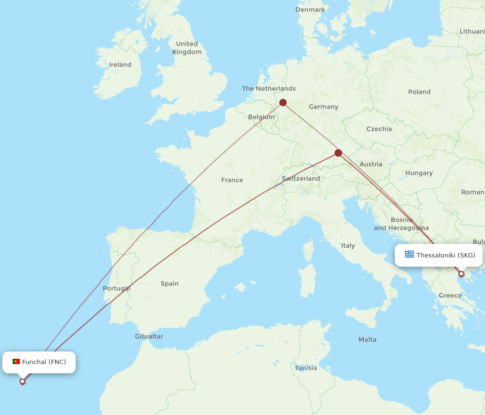 SKG-FNC flight routes