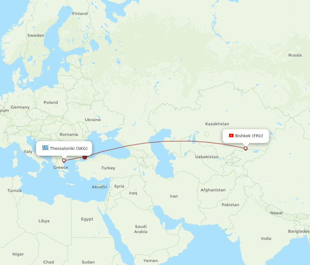 SKG to FRU flights and routes map