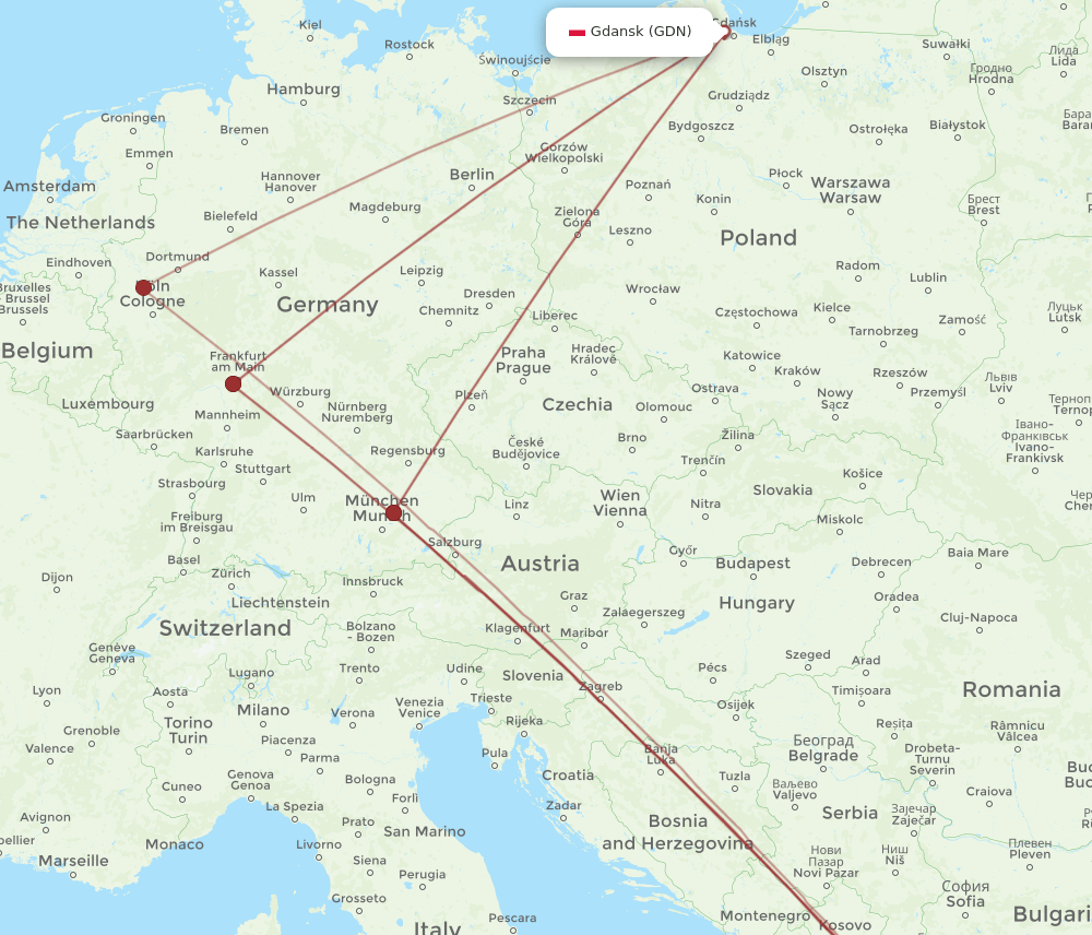 SKG to GDN flights and routes map