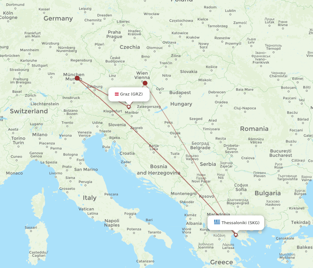 SKG to GRZ flights and routes map