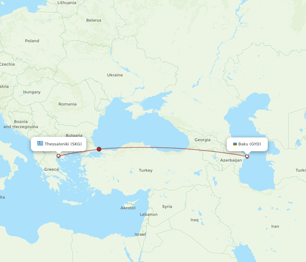 SKG-GYD flight routes