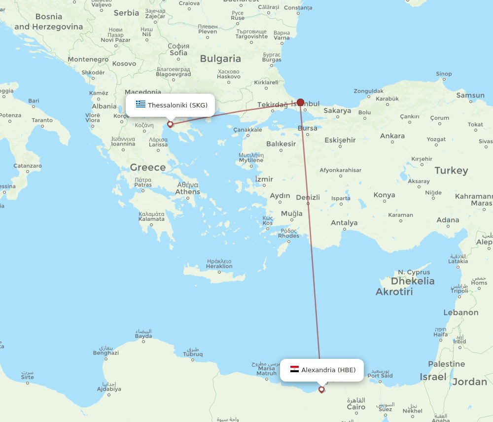 SKG-HBE flight routes