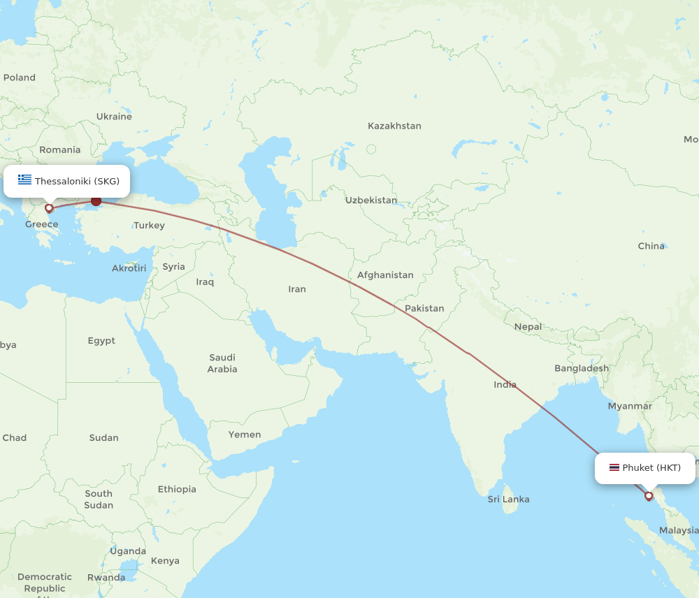 SKG-HKT flight routes