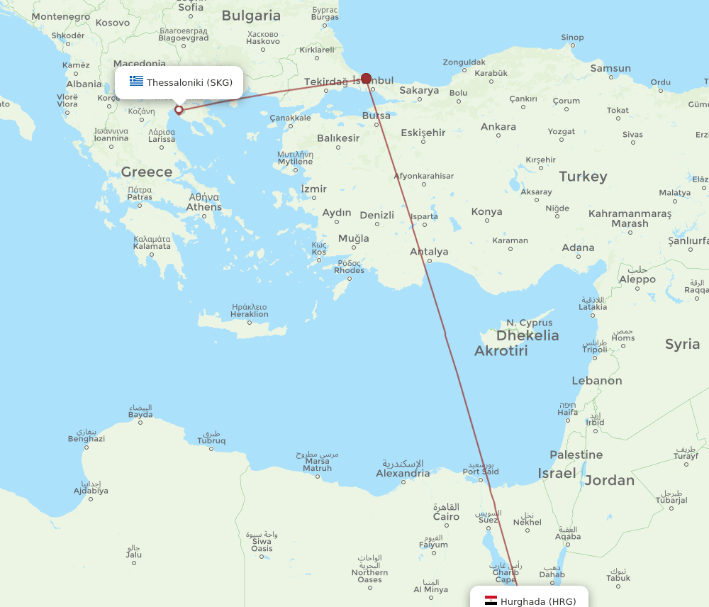 SKG-HRG flight routes