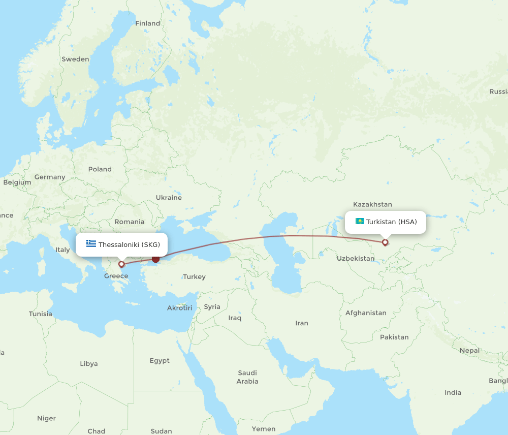 SKG-HSA flight routes