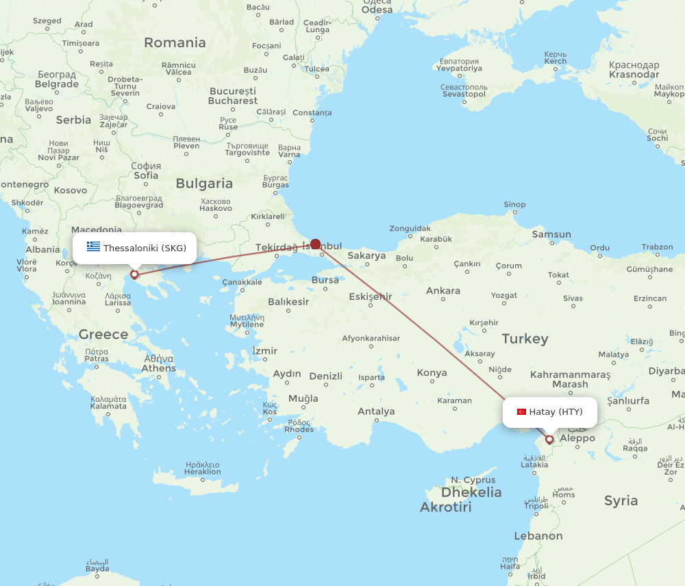 SKG-HTY flight routes