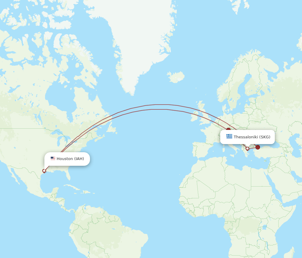 SKG-IAH flight routes