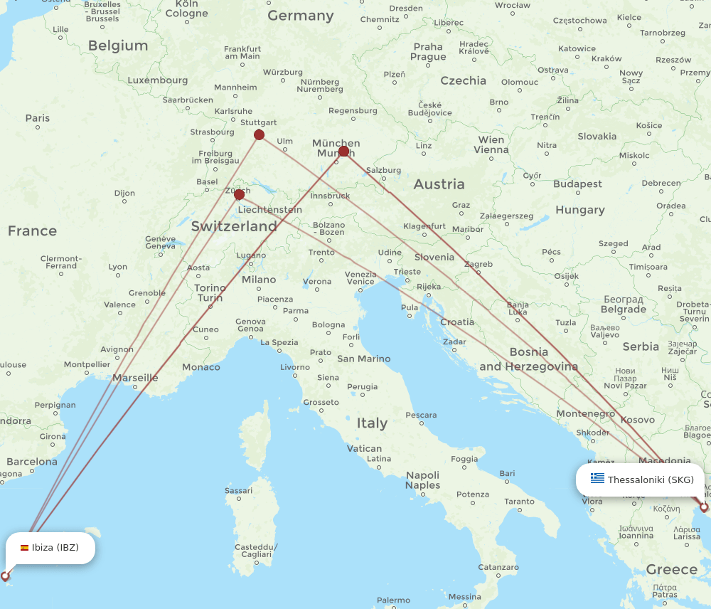 SKG-IBZ flight routes