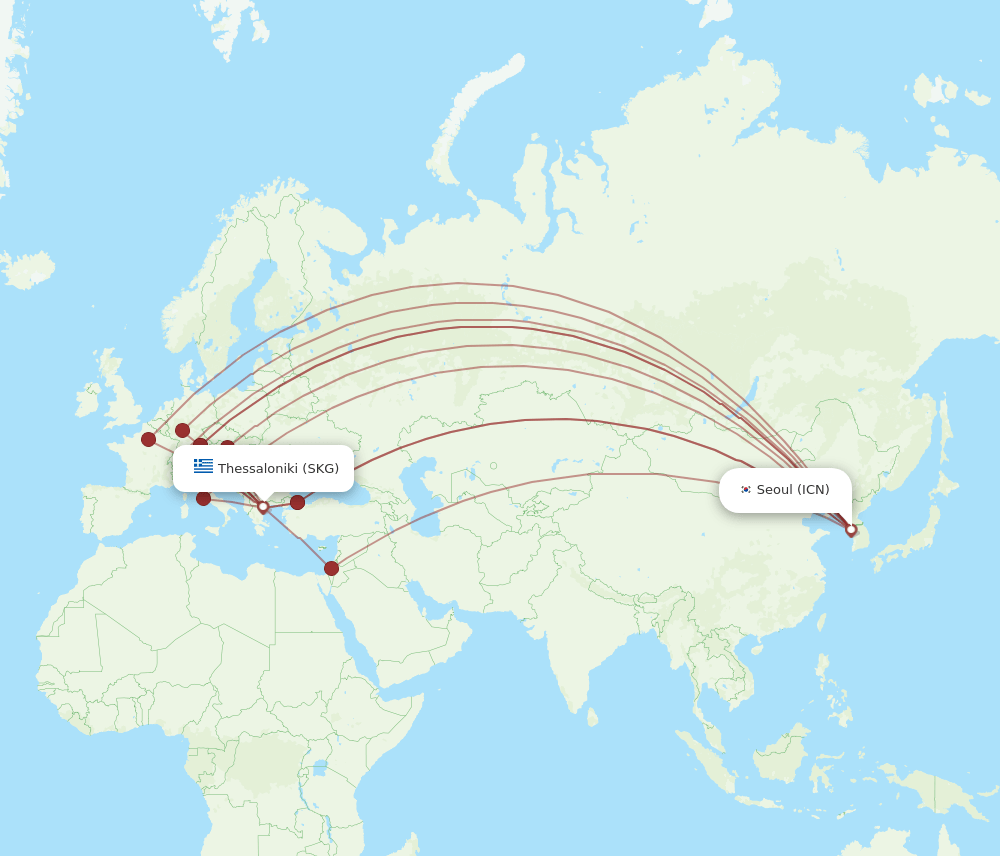 SKG-ICN flight routes