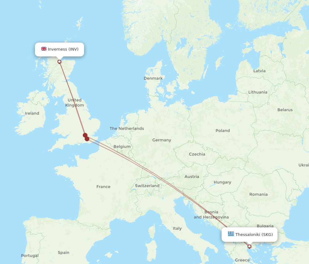 SKG-INV flight routes