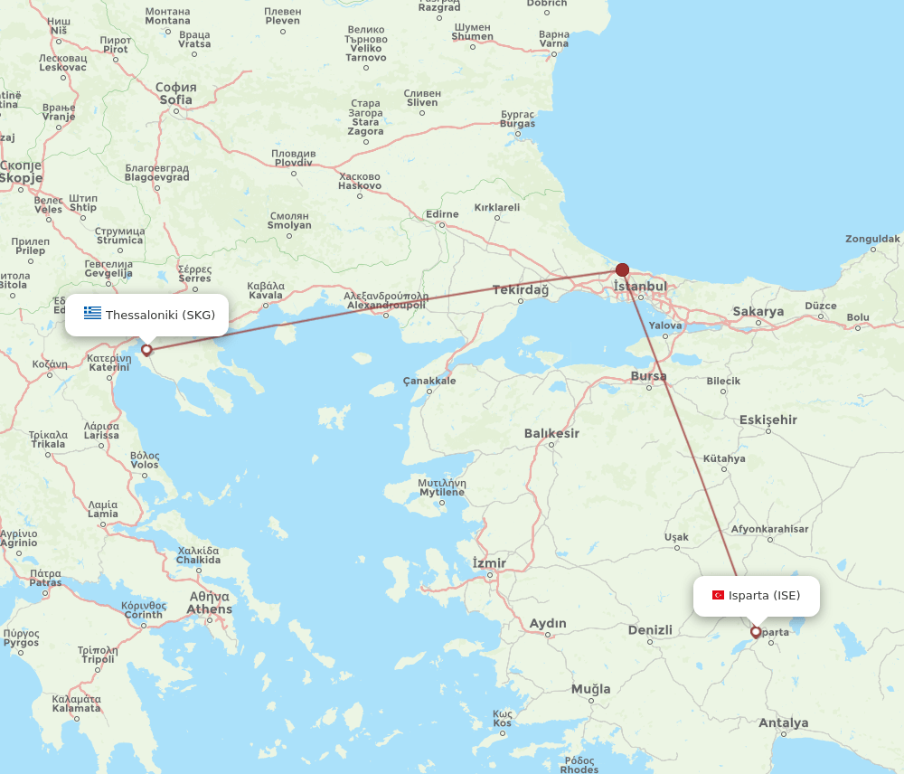 SKG-ISE flight routes