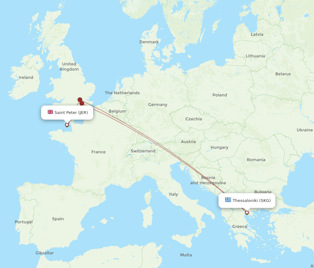 SKG to JER flights and routes map