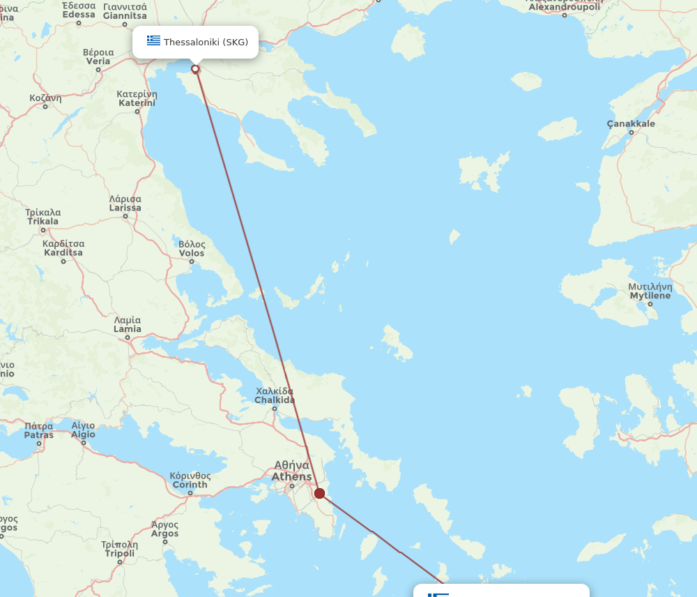SKG-JNX flight routes