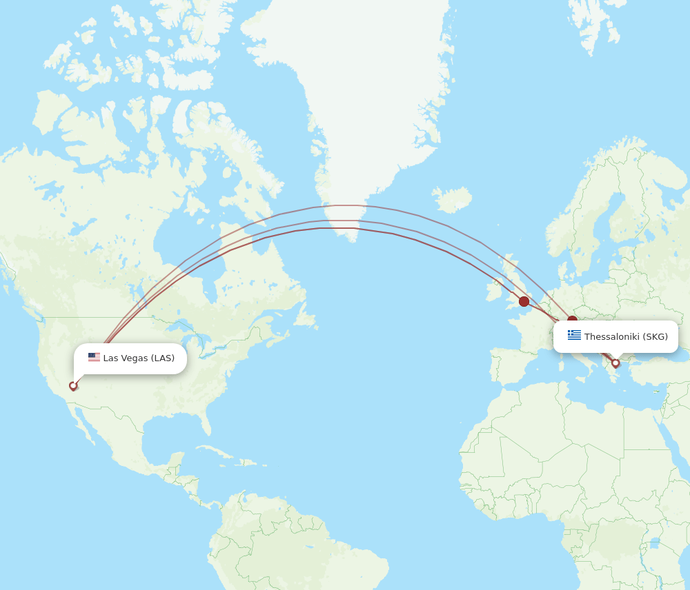 SKG-LAS flight routes