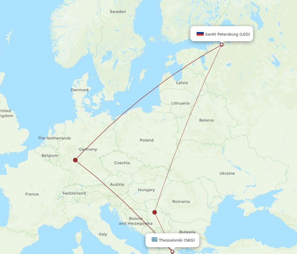 SKG-LED flight routes