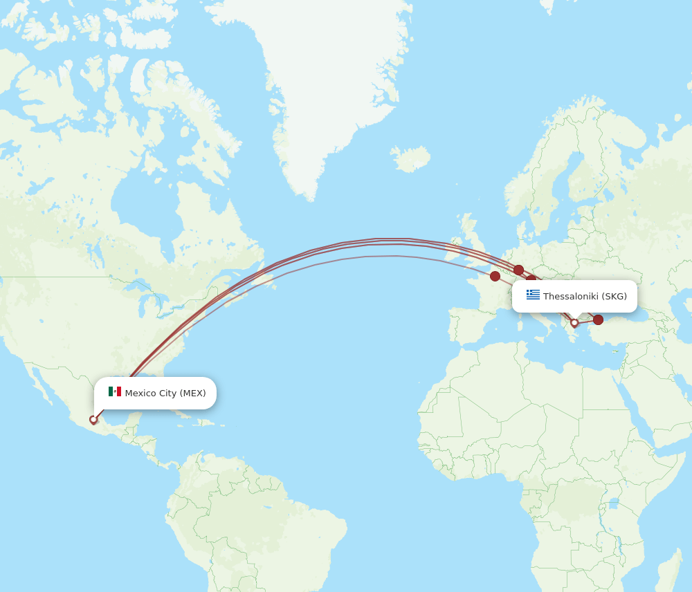 SKG-MEX flight routes