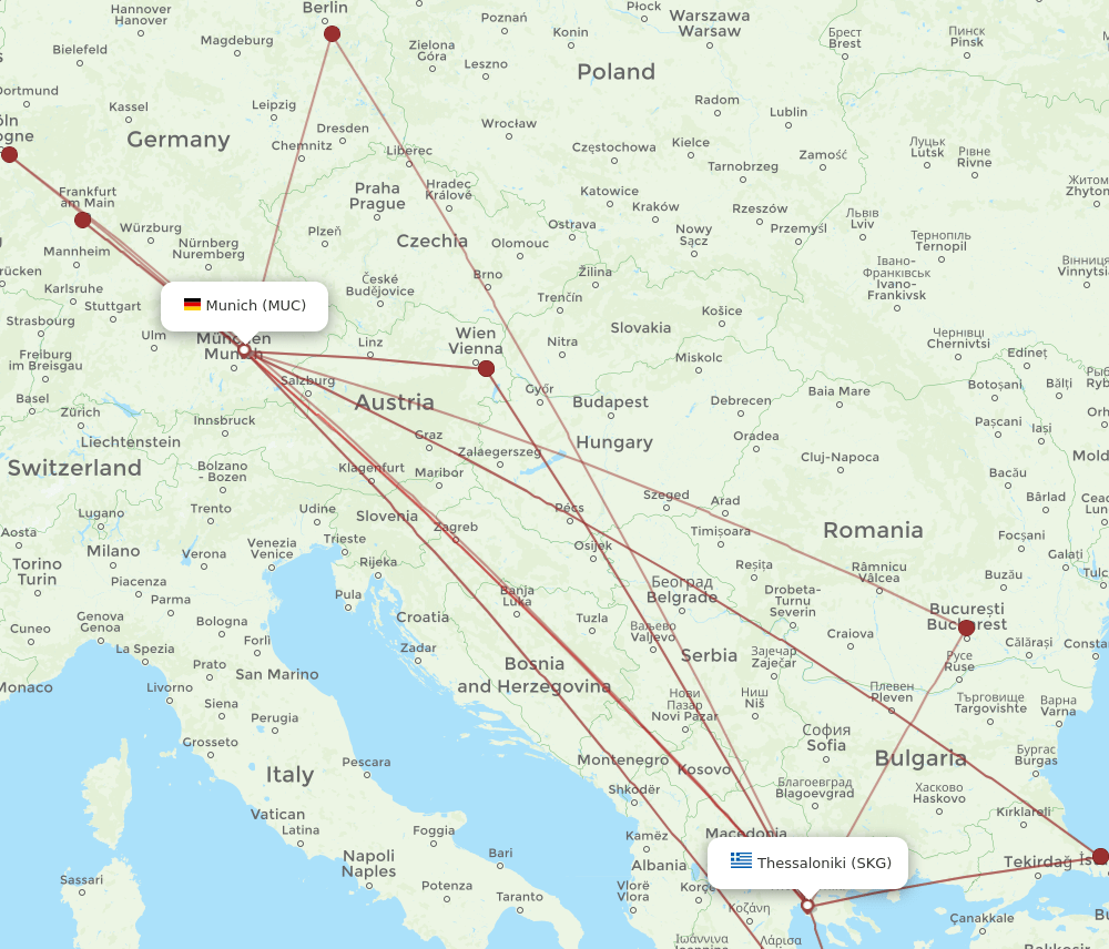 SKG-MUC flight routes