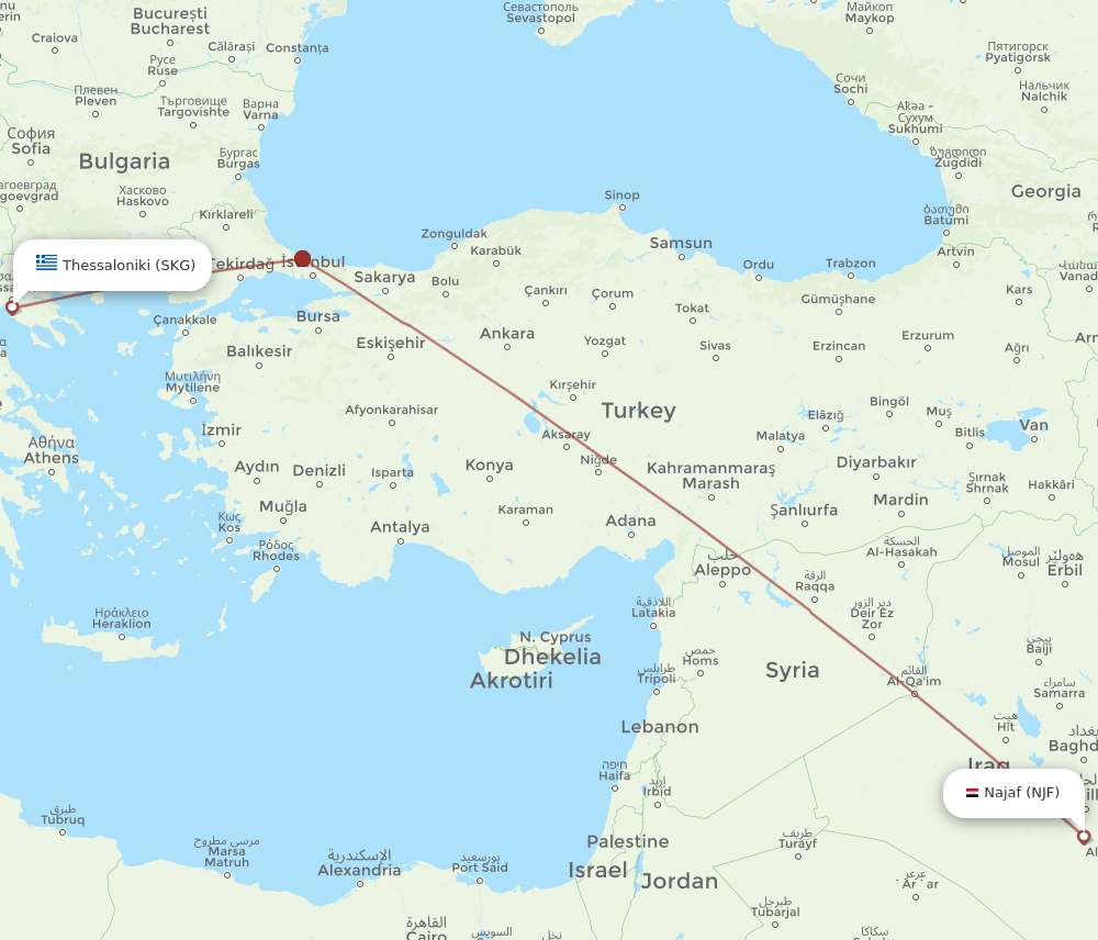 SKG-NJF flight routes