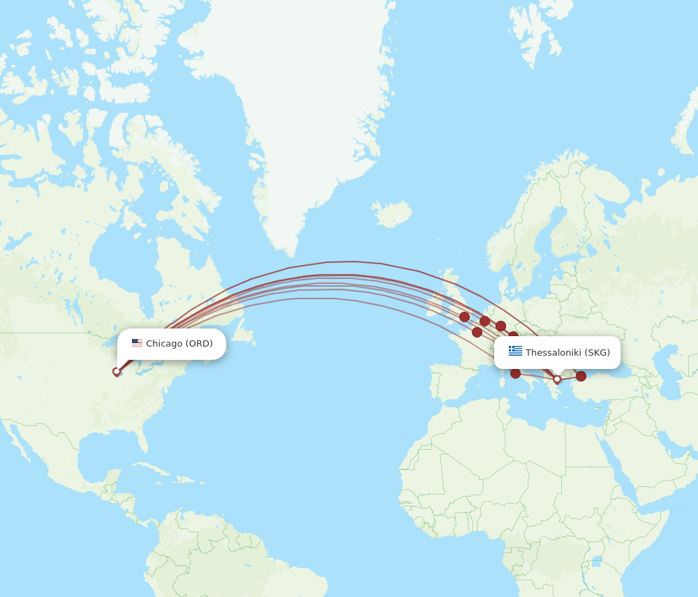 SKG-ORD flight routes