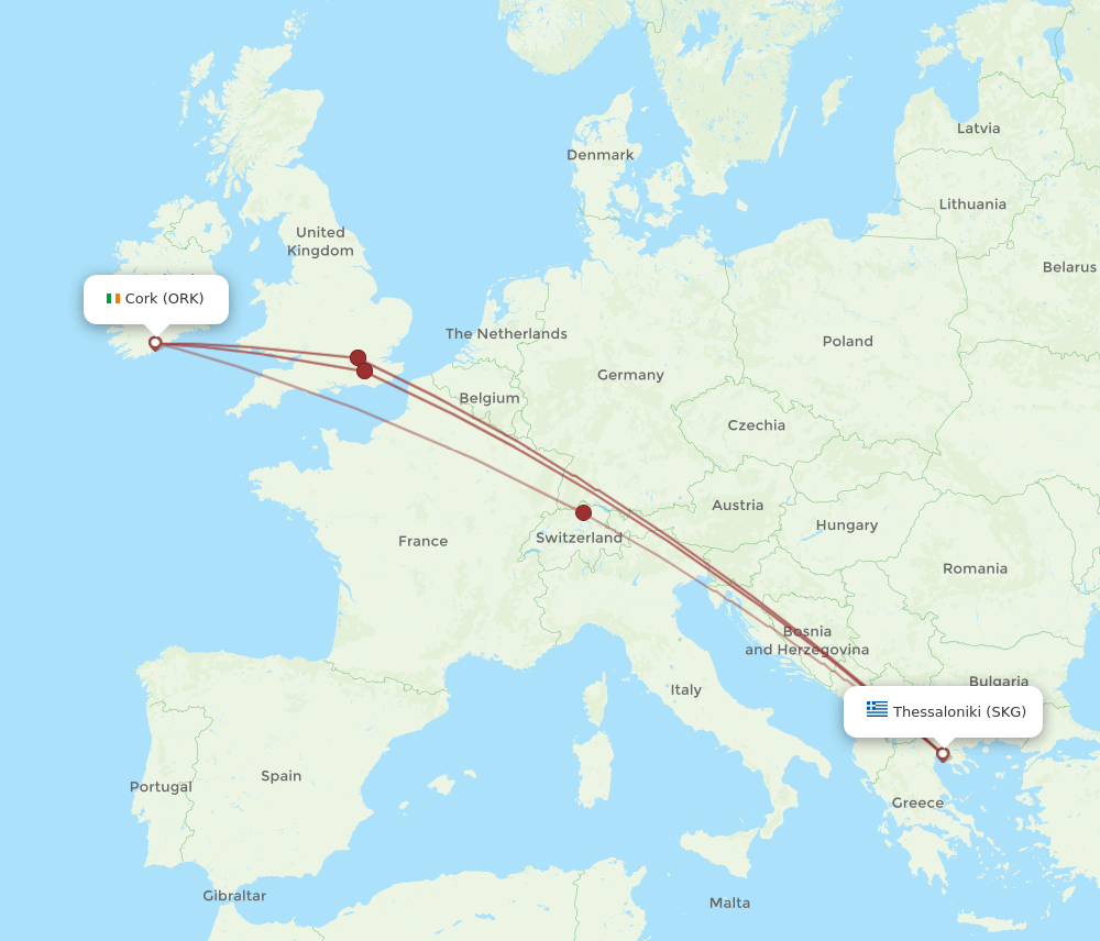 SKG-ORK flight routes