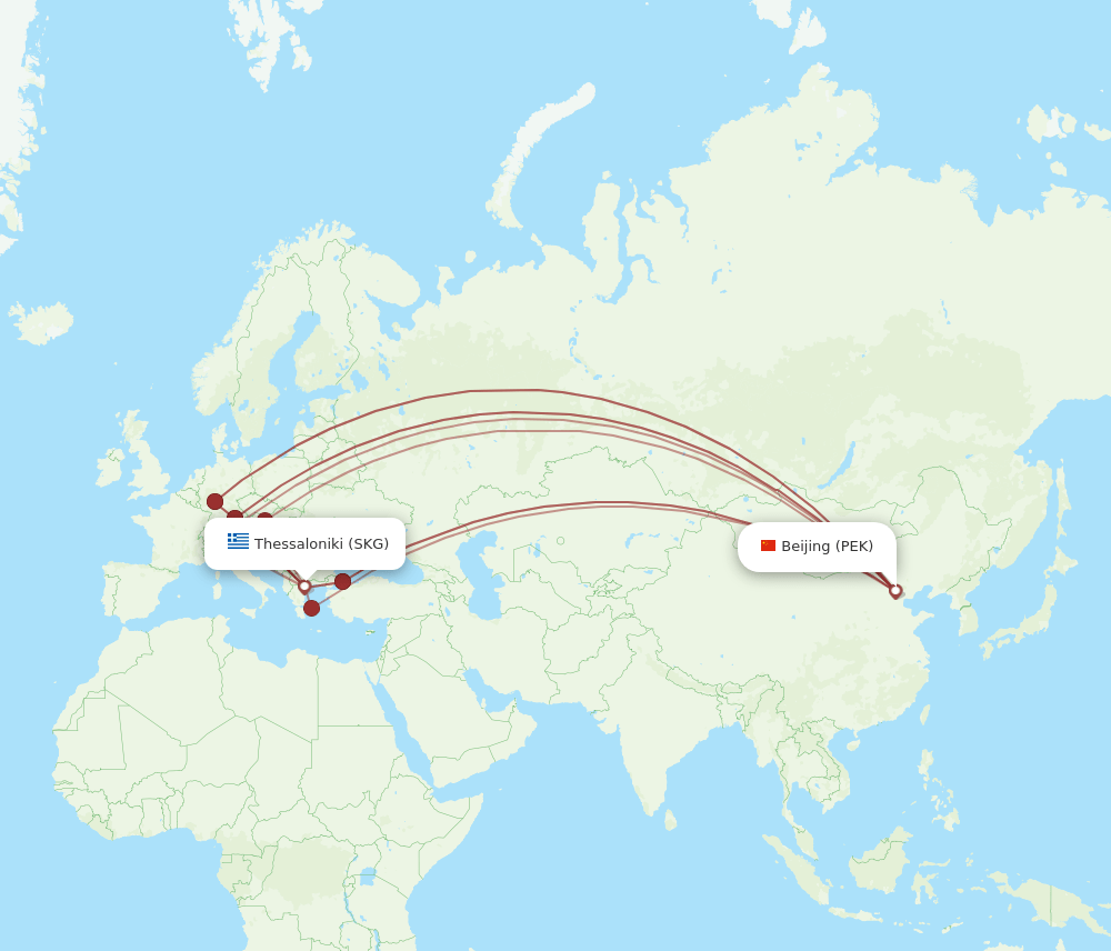 SKG-PEK flight routes