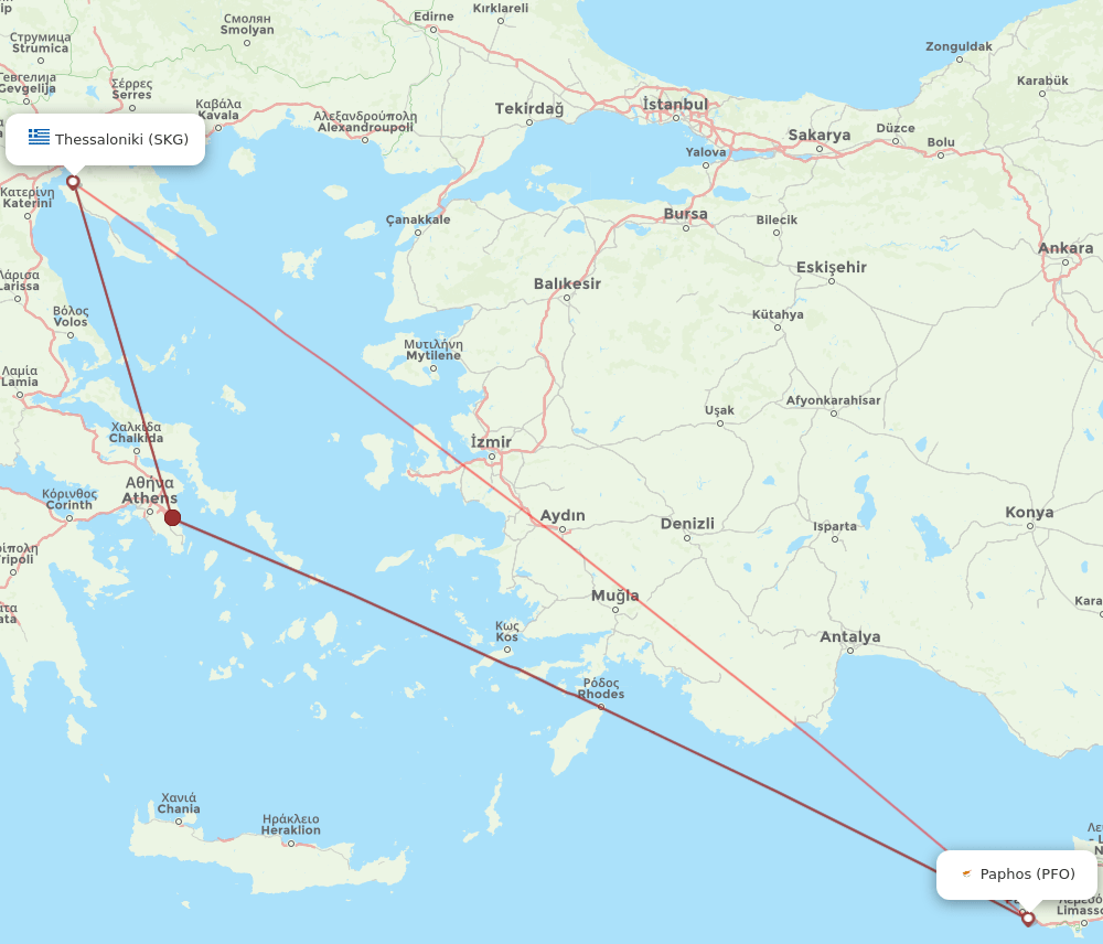 SKG-PFO flight routes