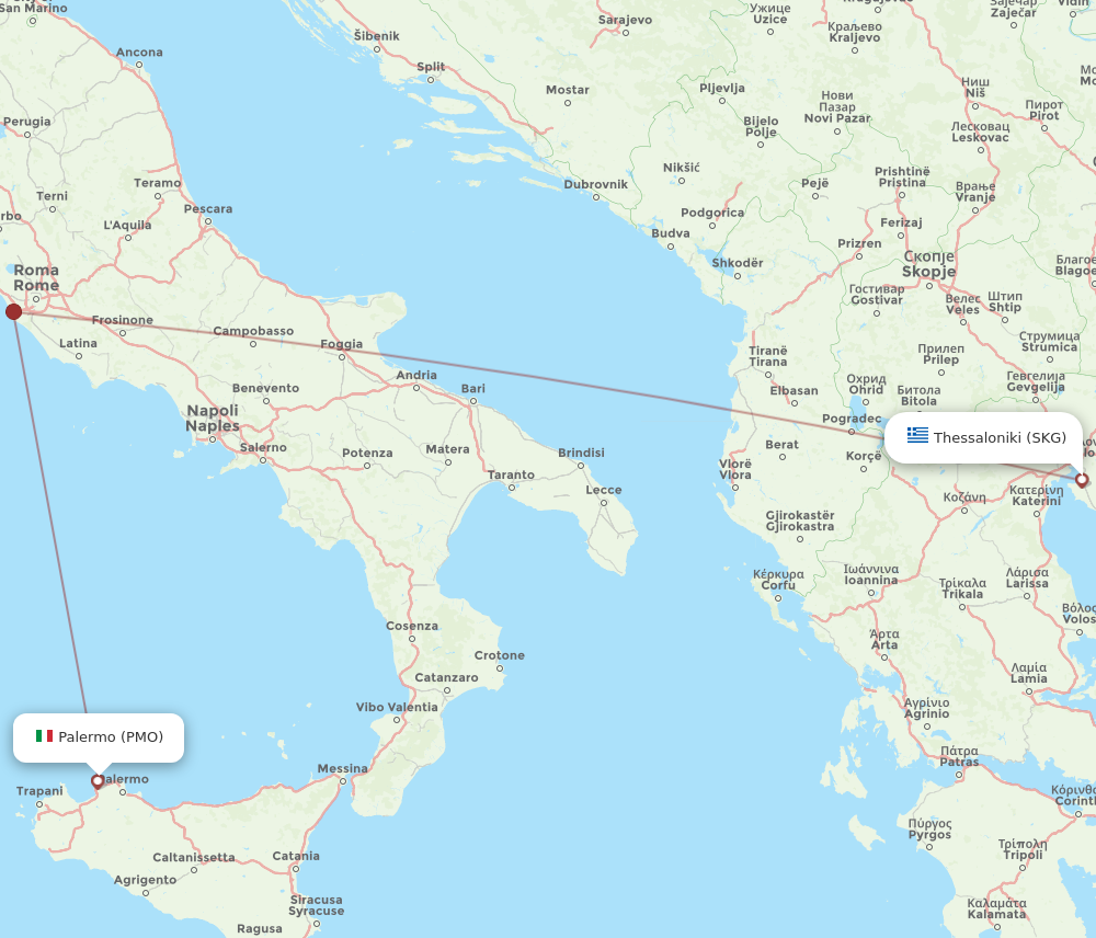 SKG to PMO flights and routes map